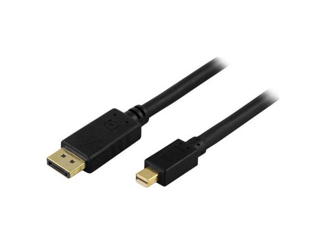 Deltaco DisplayPort-kabel MiniDP / DP musta 3 meter