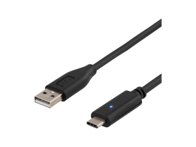Deltaco USB 2.0 kabel A hane - C hane 1 meter musta