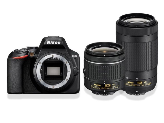 Nikon D3500 musta + AF-P 18-55/3,5-5,6G VR DX + AF-P DX Nikkor 70-300mm f/4,5-6,3G ED VR