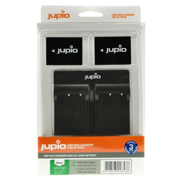 Jupio NP-W126S 1260mAh 2-Pack + USB Dual Charger Fujifilm akku