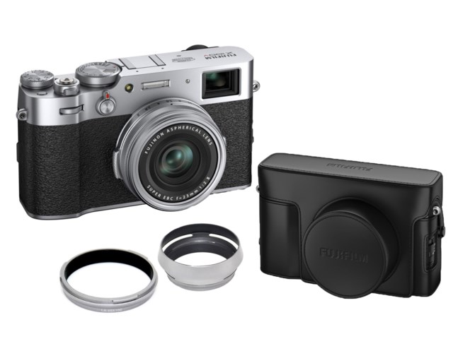 Fujifilm X100V Musta + laukku LC X100V musta nahka + vastavalosuoja hopea LH-JX100 metalli