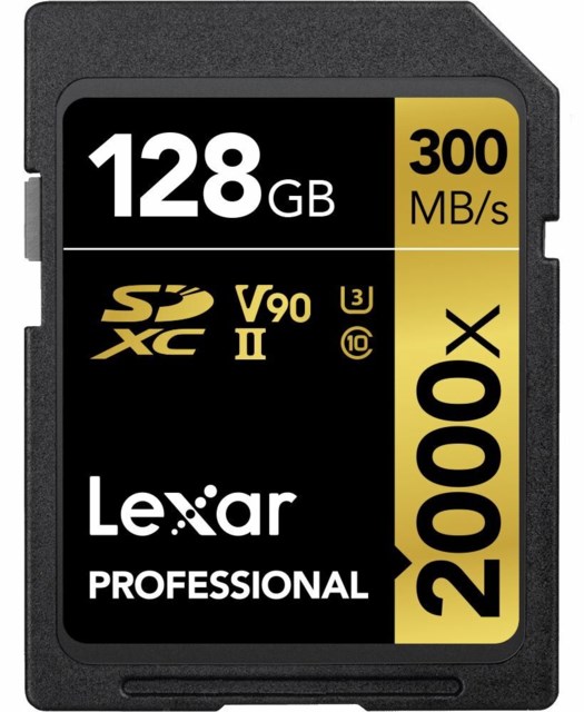 Lexar SDXC 128GB 300MB/s 2000x V90 Class 10 UHS-II Professional