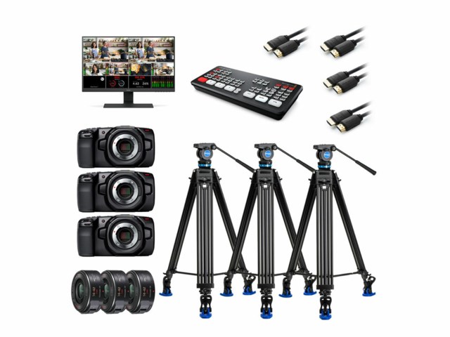 Scandinavian Photo Streaming-paketti 3kpl BMD Pocket Cinema Camera 4K + Lumix G X Vario PZ 14-42mm f/3,5-5,6 ASPH Power + BMD Atem Mini Pro ISO + Benro KH26P + Tarvikkeet