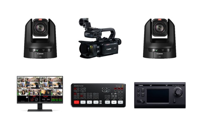 Canon PTZ Streaming-paketti 1 x XA40 2 x CR-N300 + KH26P + IP100 + ATEM Mini Pro ISO + Tarvikkeet