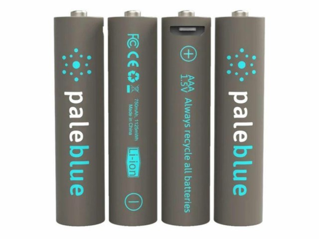 Pale Blue Li-Ion Rechargeable AAA Battery 4x